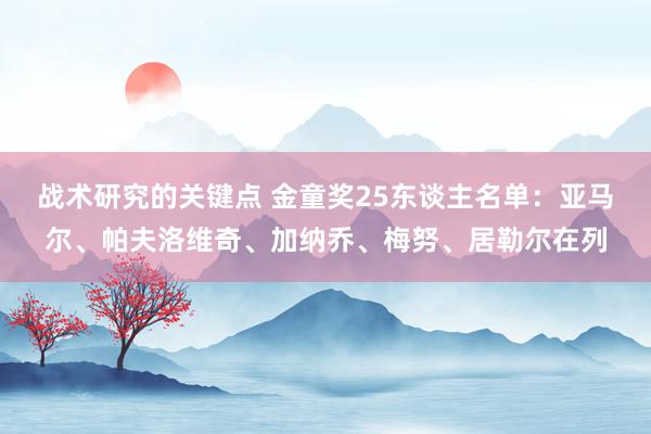 战术研究的关键点 金童奖25东谈主名单：亚马尔、帕夫洛维奇、加纳乔、梅努、居勒尔在列