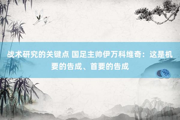 战术研究的关键点 国足主帅伊万科维奇：这是机要的告成、首要的告成