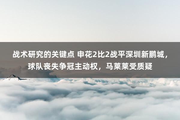 战术研究的关键点 申花2比2战平深圳新鹏城，球队丧失争冠主动权，马莱莱受质疑