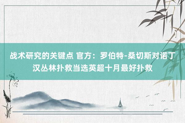 战术研究的关键点 官方：罗伯特-桑切斯对诺丁汉丛林扑救当选英超十月最好扑救