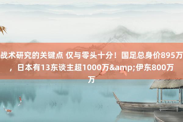 战术研究的关键点 仅与零头十分！国足总身价895万，日本有13东谈主超1000万&伊东800万