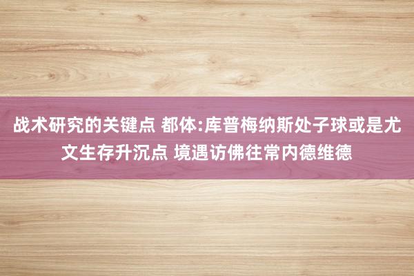 战术研究的关键点 都体:库普梅纳斯处子球或是尤文生存升沉点 境遇访佛往常内德维德