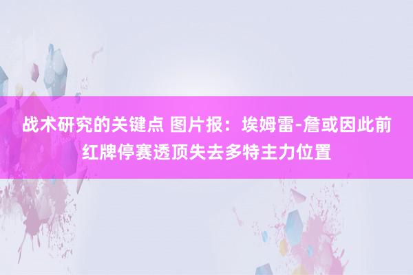 战术研究的关键点 图片报：埃姆雷-詹或因此前红牌停赛透顶失去多特主力位置