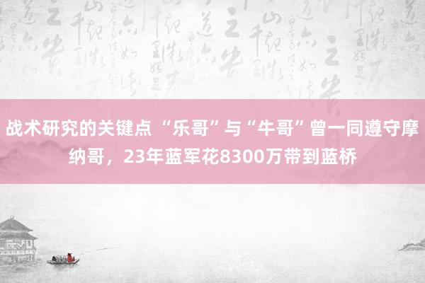 战术研究的关键点 “乐哥”与“牛哥”曾一同遵守摩纳哥，23年蓝军花8300万带到蓝桥