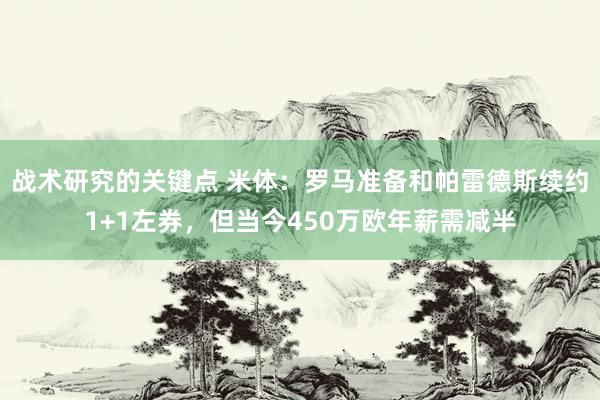 战术研究的关键点 米体：罗马准备和帕雷德斯续约1+1左券，但当今450万欧年薪需减半