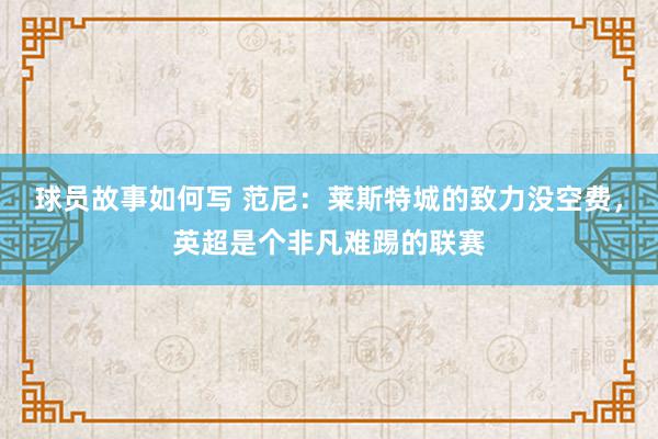 球员故事如何写 范尼：莱斯特城的致力没空费，英超是个非凡难踢的联赛